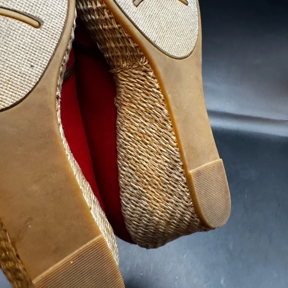 Women’s Merona Wenda Peep toe Wicker Style Wedges Heels Red/Brown Size 9.5 YR 22